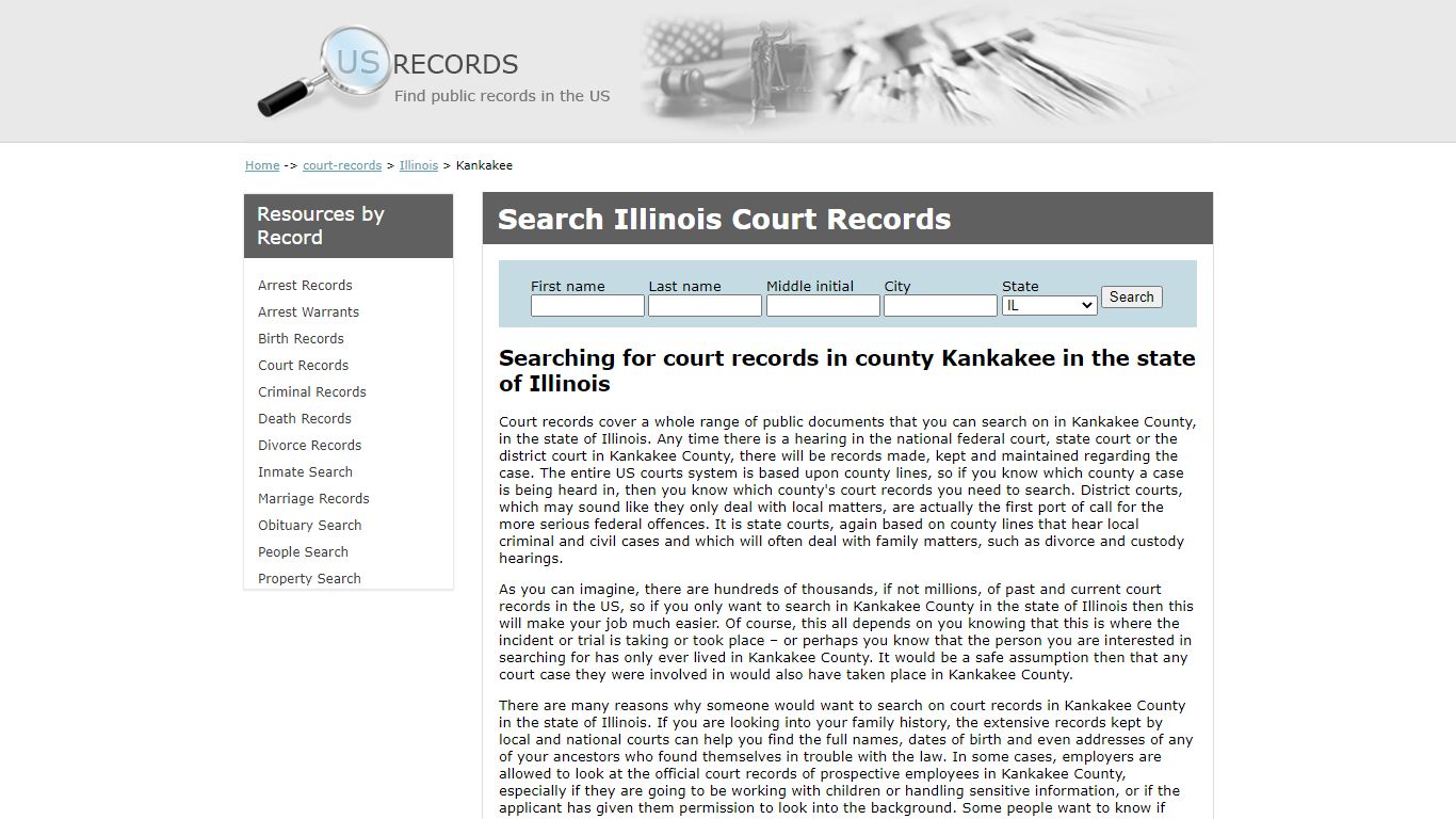 Search Court Records Kankakee Illinois | US Records